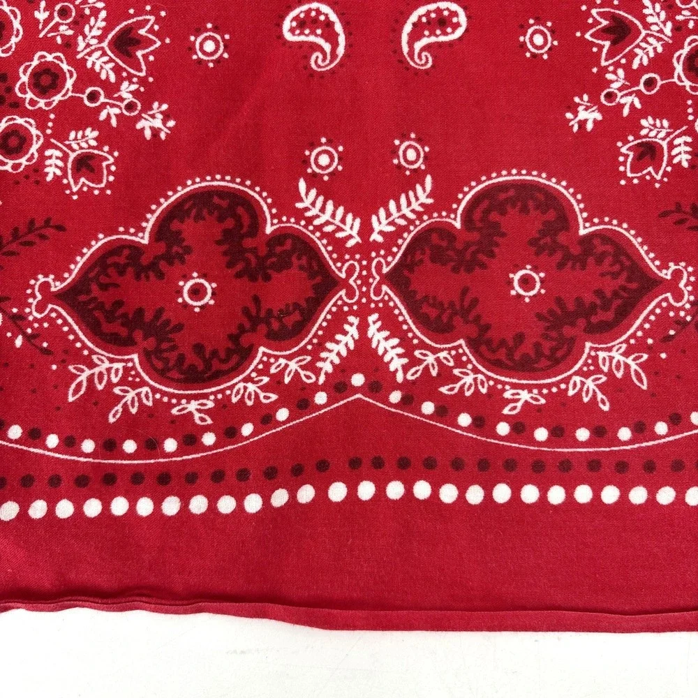Vintage Fast Color Bandana Red Selvedge 1950s Cotton Early Paisley RN 15234